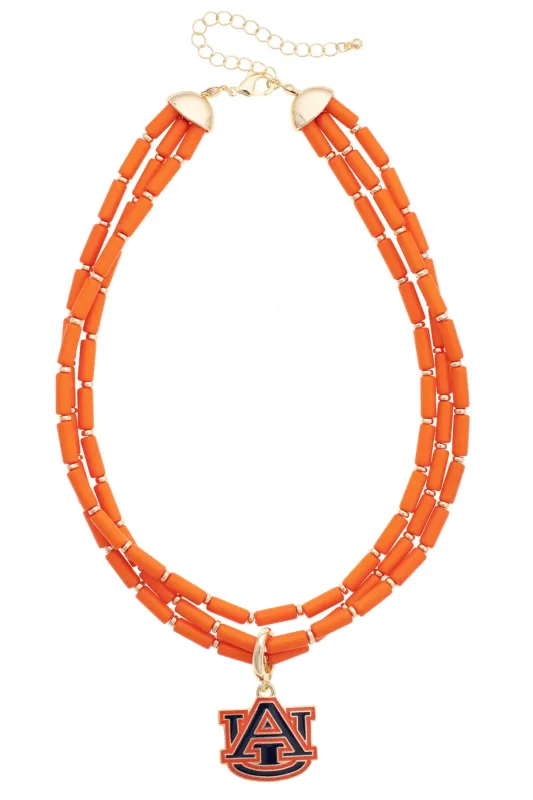 Auburn Tigers Multi-Strand Beaded Logo Necklace made by Canvas Style
