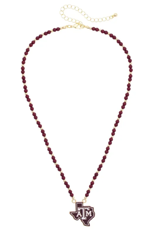 Texas A&M Aggies Beaded Spirit Necklace made by Canvas Style