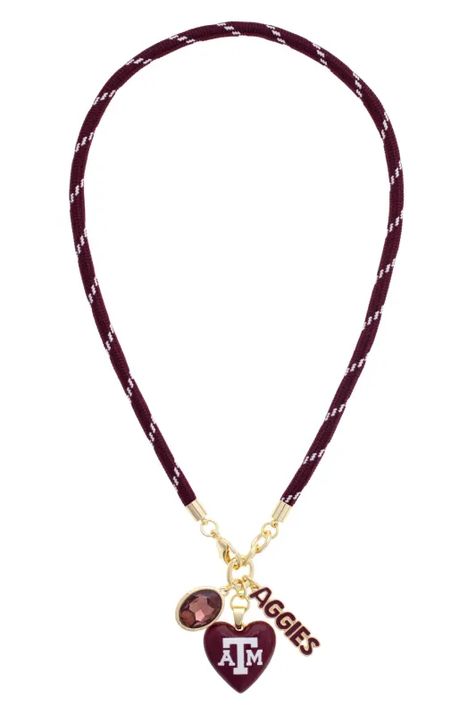 Texas A&M Aggies Logo Heart Paracord Necklace made by Canvas Style