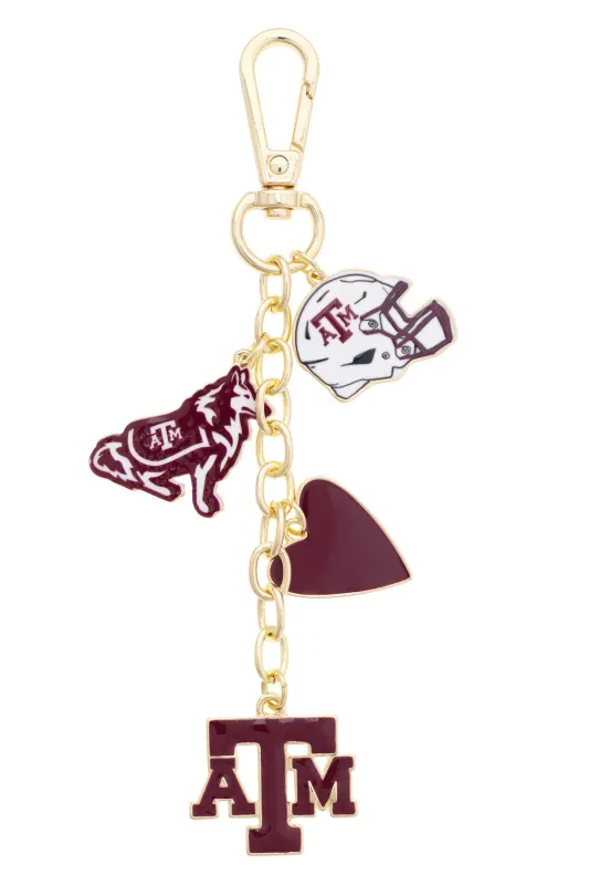 Texas A&M Aggies Heart Cluster Bag Charm made by Canvas Style