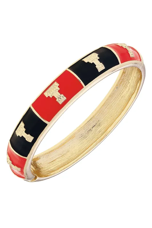 Texas Tech Red Raiders Sculpted Enamel Checkered Hinge Bangle in Red/Black made by Canvas Style