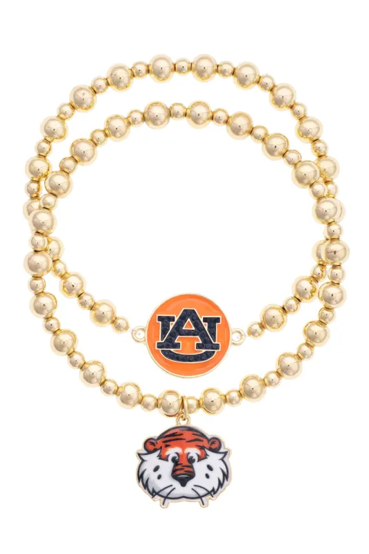 Auburn Tigers Ball Bead Bracelet Set of 2 made by Canvas Style