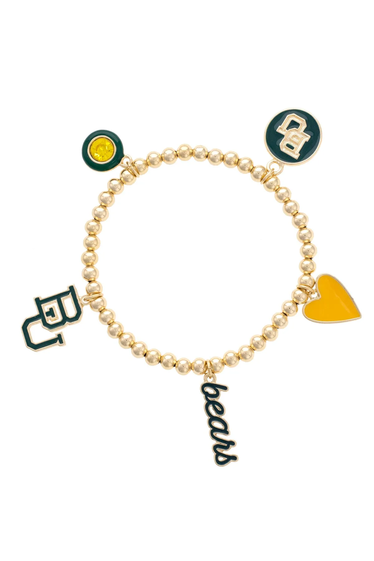 Baylor Bears Enamel Icons Stretch Bracelet in Shiny Gold sold by Canvas Style