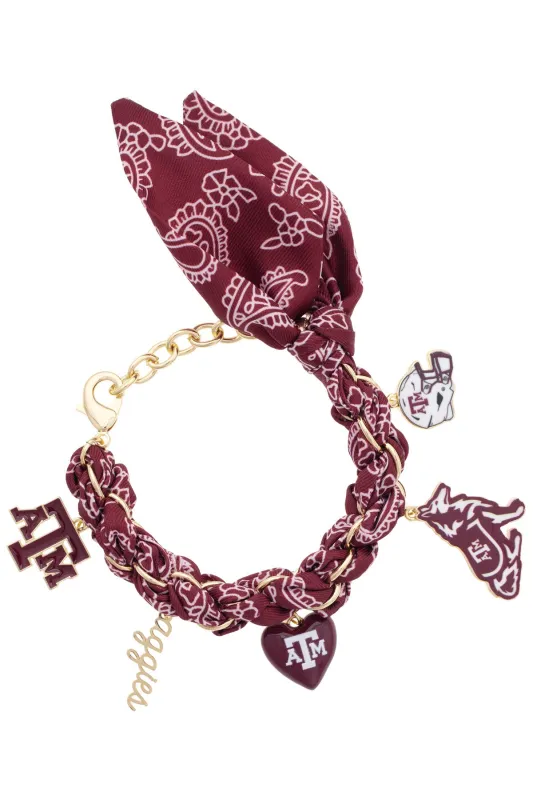 Texas A&M Aggies Bandana Charm Bracelet made by Canvas Style