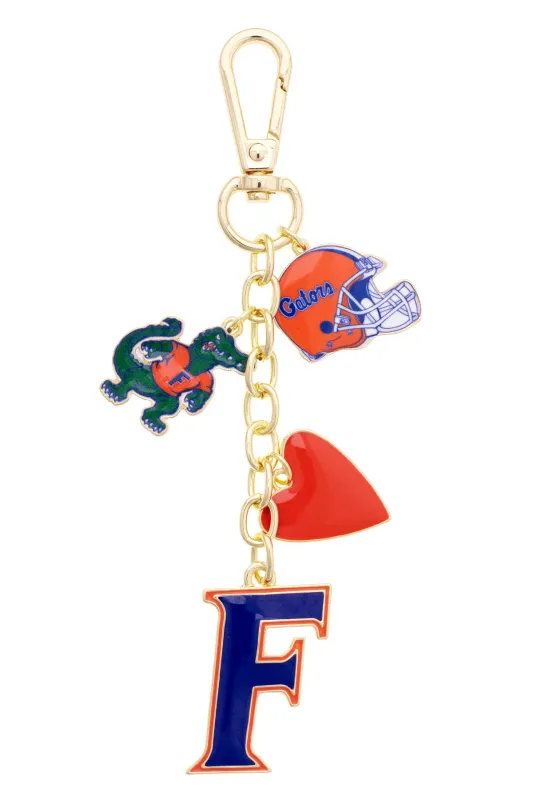 Florida Gators Heart Cluster Bag Charm made by Canvas Style