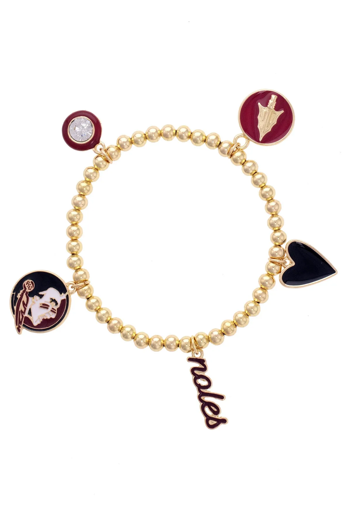Florida State Seminoles Enamel Icons Stretch Bracelet in Shiny Gold sold by Canvas Style