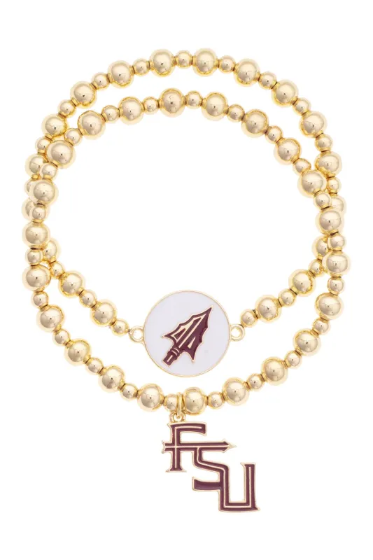 Florida State Seminoles Ball Bead Bracelet Set of 2 made by Canvas Style