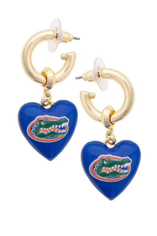 Florida Gators Heart Drop Earrings made by Canvas Style