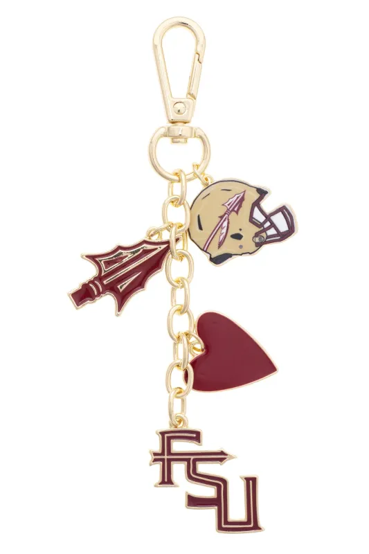 Florida State Seminoles Heart Cluster Bag Charm made by Canvas Style