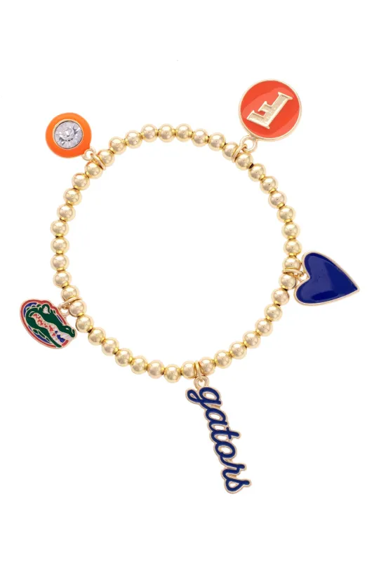 Florida Gators Enamel Icons Stretch Bracelet in Shiny Gold made by Canvas Style