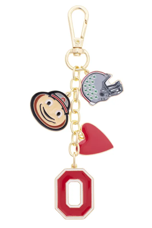 Ohio State Buckeyes Heart Cluster Bag Charm made by Canvas Style