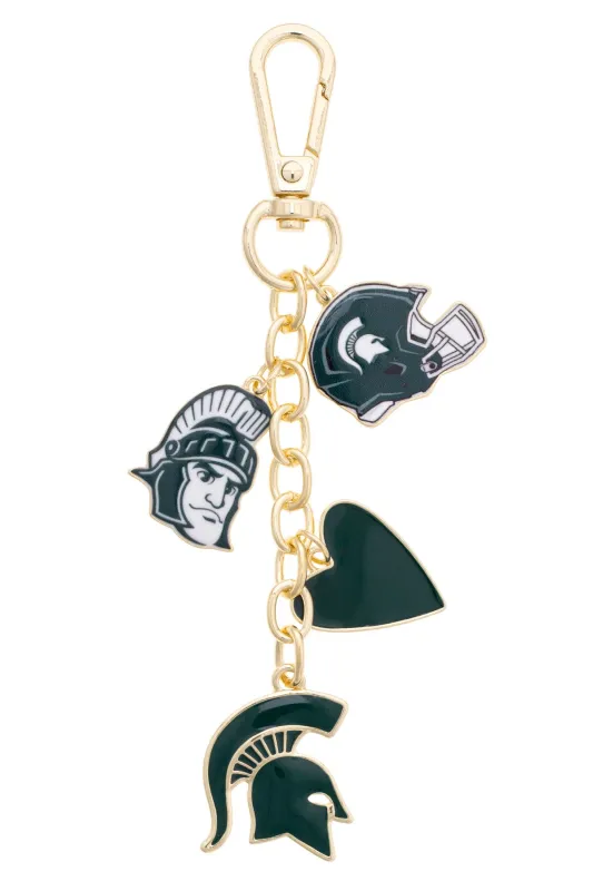 Michigan State Spartans Heart Cluster Bag Charm made by Canvas Style