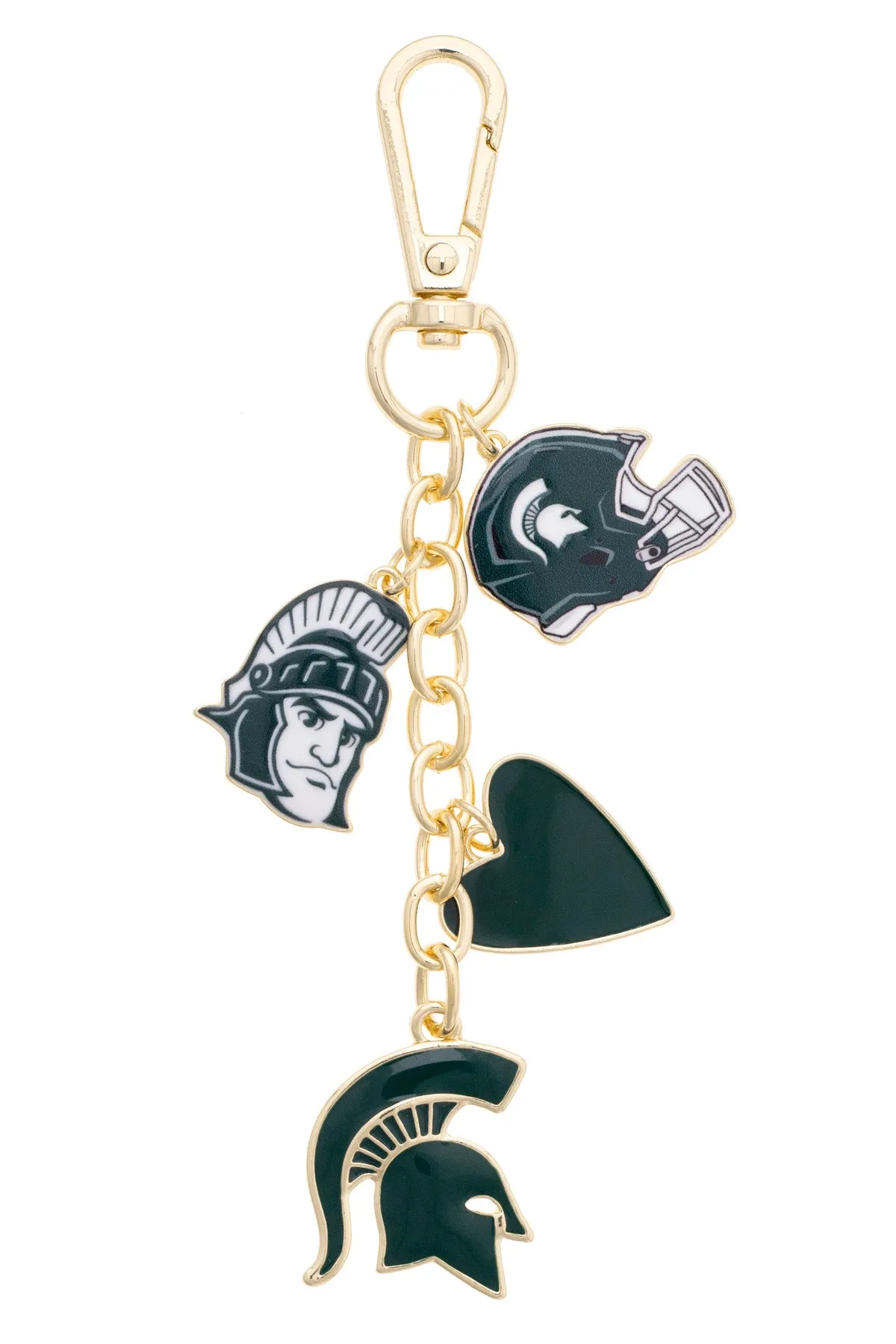 Michigan State Spartans Heart Cluster Bag Charm sold by Canvas Style