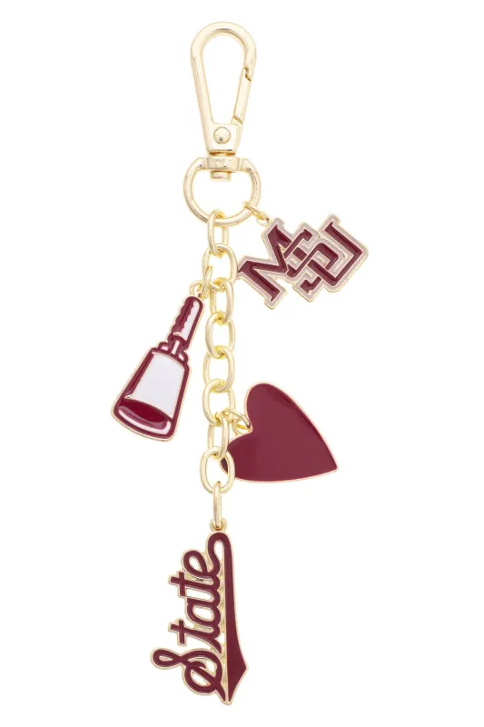 Mississippi State Bulldogs Heart Cluster Bag Charm made by Canvas Style