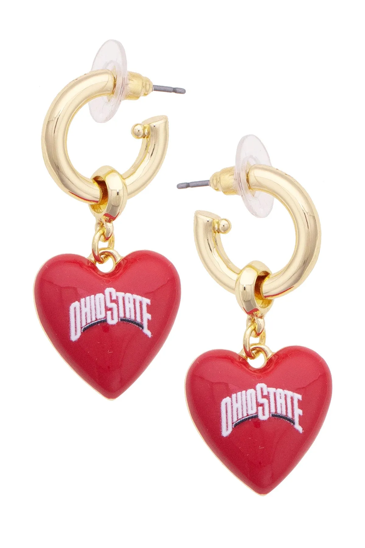 Ohio State Buckeyes Heart Drop Earrings sold by Canvas Style