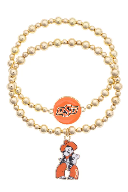 Oklahoma State Cowboys Ball Bead Bracelet Set of 2 made by Canvas Style