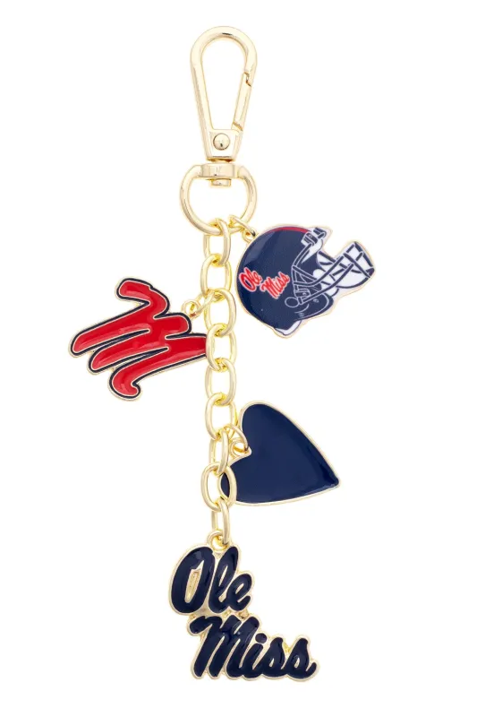 Ole Miss Rebels Heart Cluster Bag Charm made by Canvas Style