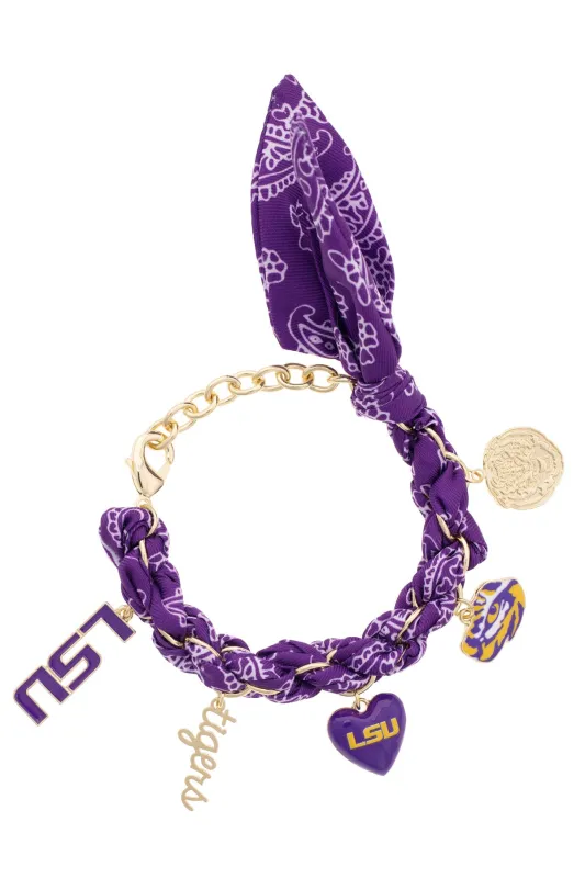 LSU Tigers Bandana Charm Bracelet made by Canvas Style