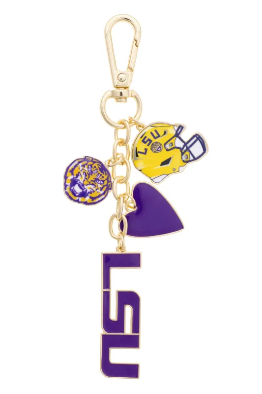 LSU Tigers Heart Cluster Bag Charm made by Canvas Style