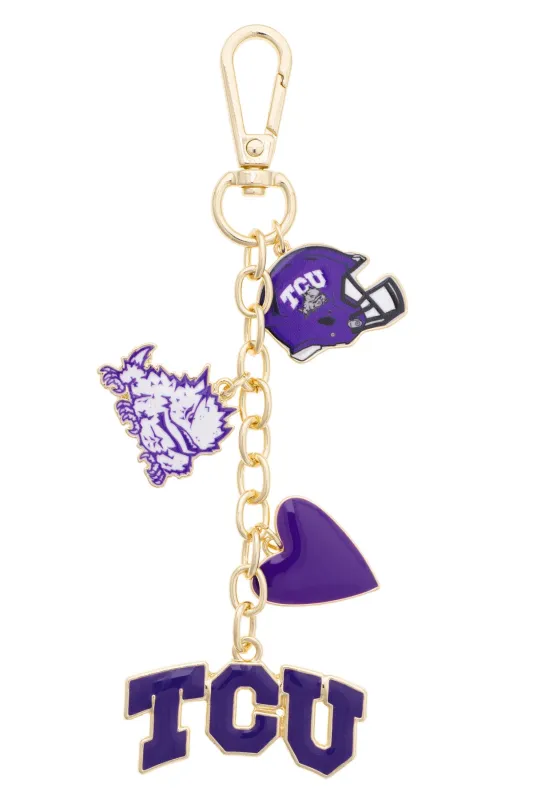 TCU Horned Frogs Heart Cluster Bag Charm made by Canvas Style