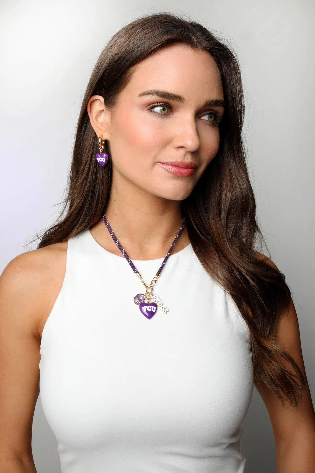 TCU Horned Frogs Logo Heart Paracord Necklace sold by Canvas Style product image thumbnail 2