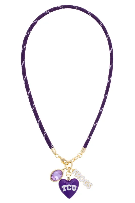 TCU Horned Frogs Logo Heart Paracord Necklace made by Canvas Style