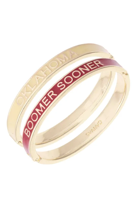 Oklahoma Sooners Skinny Enamel Hinge Bangle made by Canvas Style