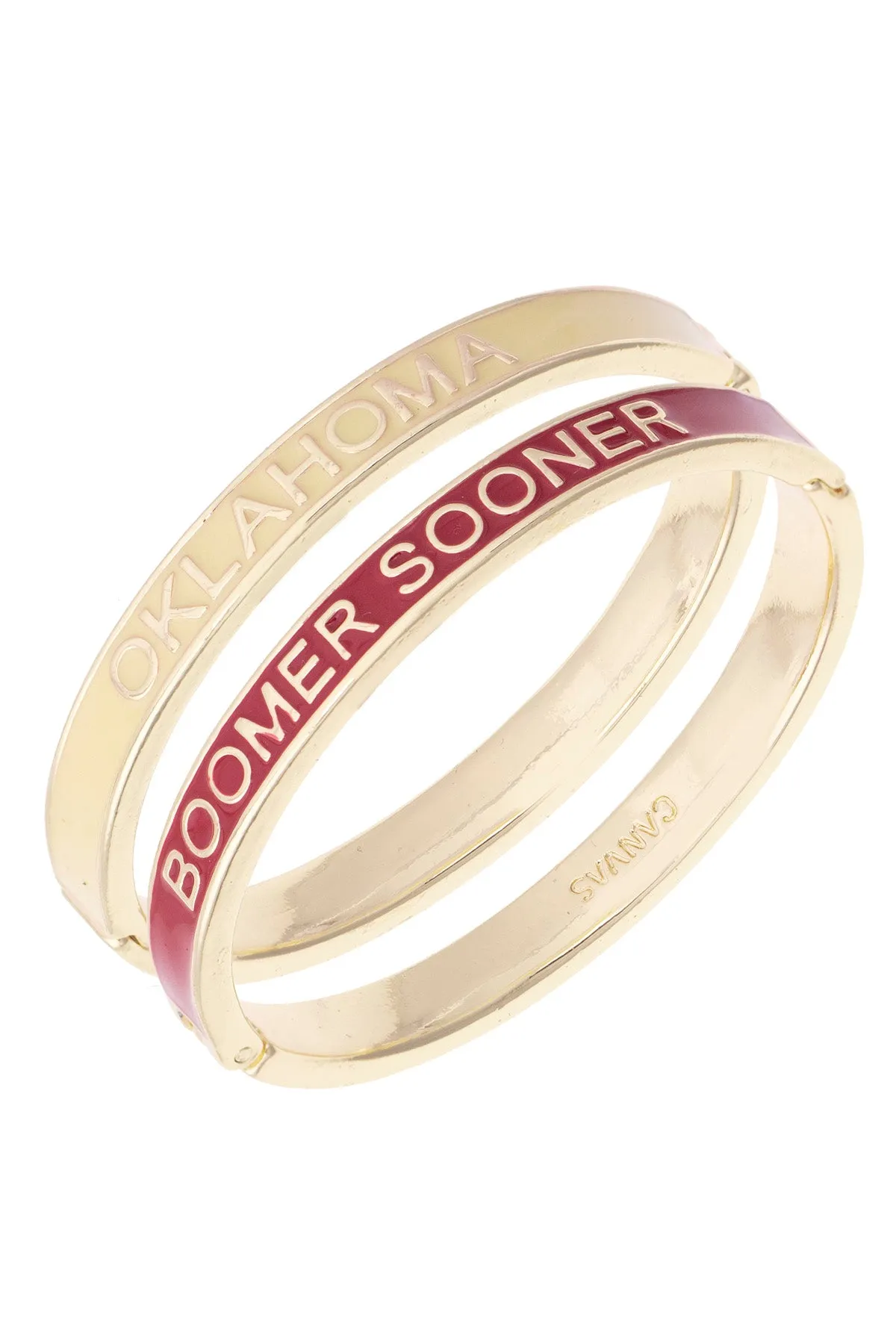 Oklahoma Sooners Skinny Enamel Hinge Bangle sold by Canvas Style