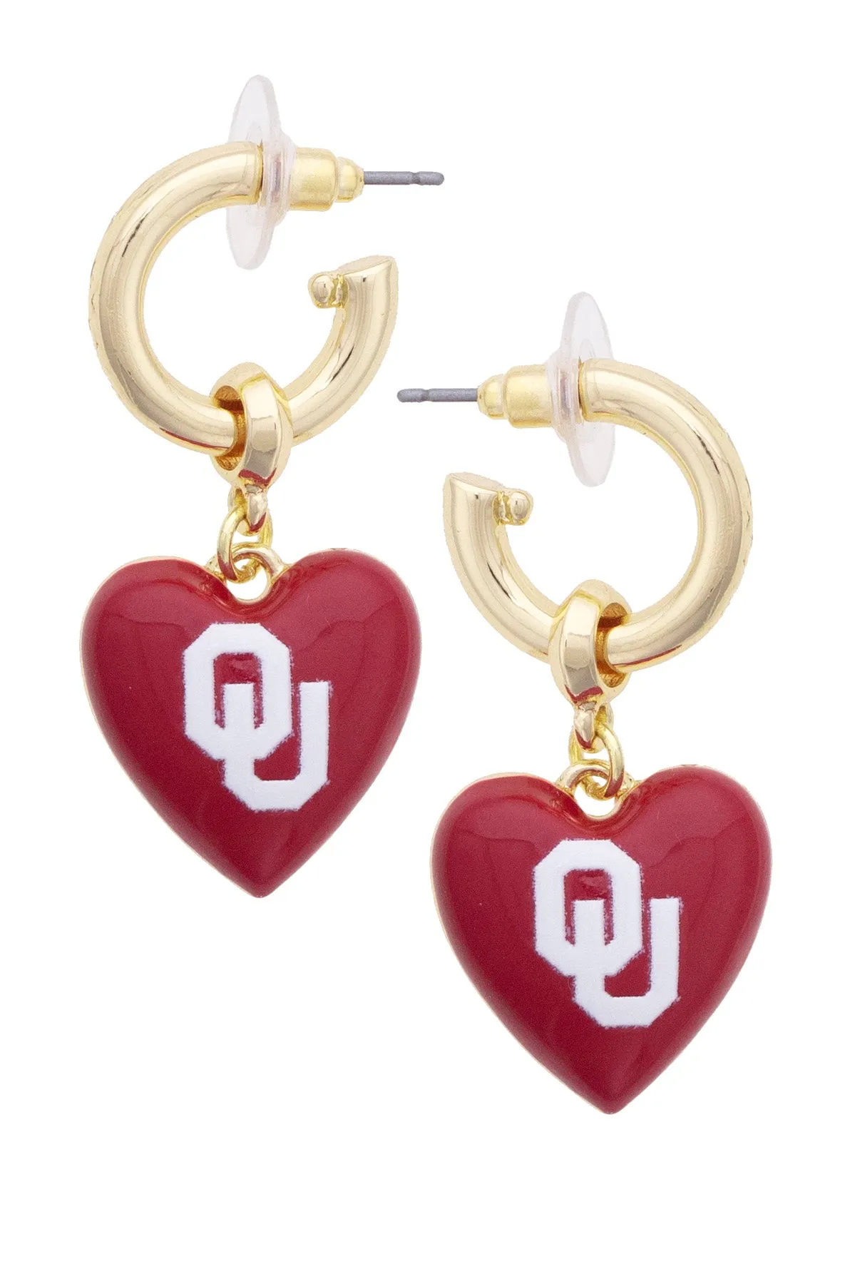 Oklahoma Sooners Heart Drop Earrings sold by Canvas Style