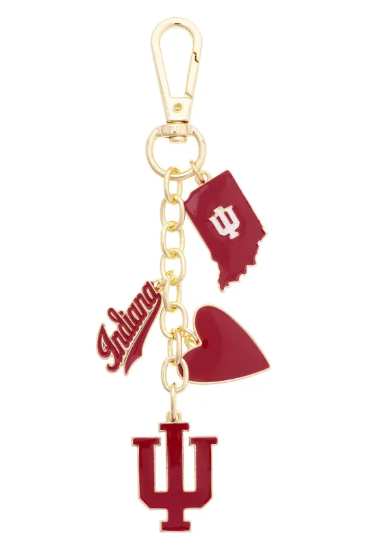 Indiana Hoosiers Heart Cluster Bag Charm made by Canvas Style