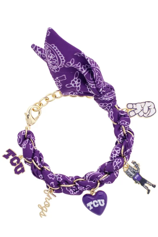 TCU Horned Frogs Bandana Charm Bracelet made by Canvas Style