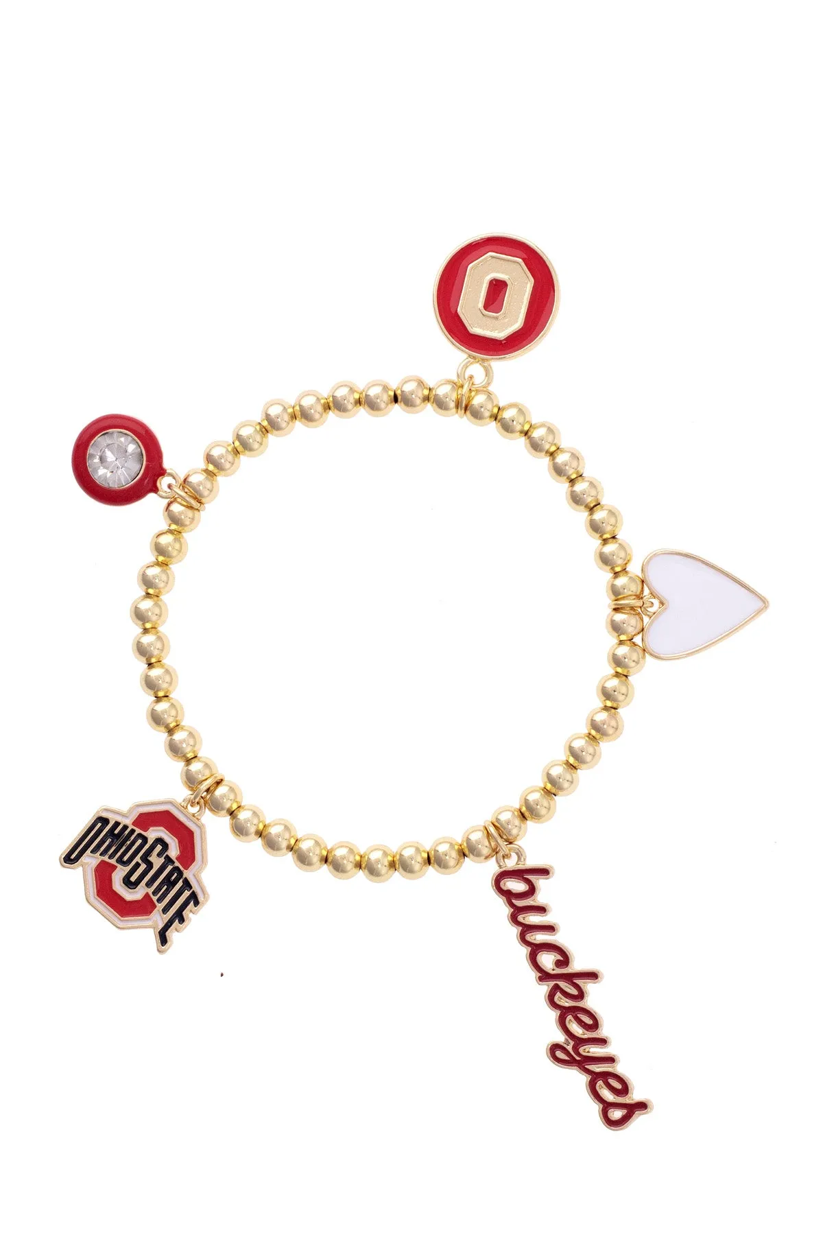 Ohio State Buckeyes Enamel Icons Stretch Bracelet in Shiny Gold sold by Canvas Style