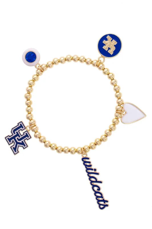 Kentucky Wildcats Enamel Icons Stretch Bracelet in Shiny Gold made by Canvas Style