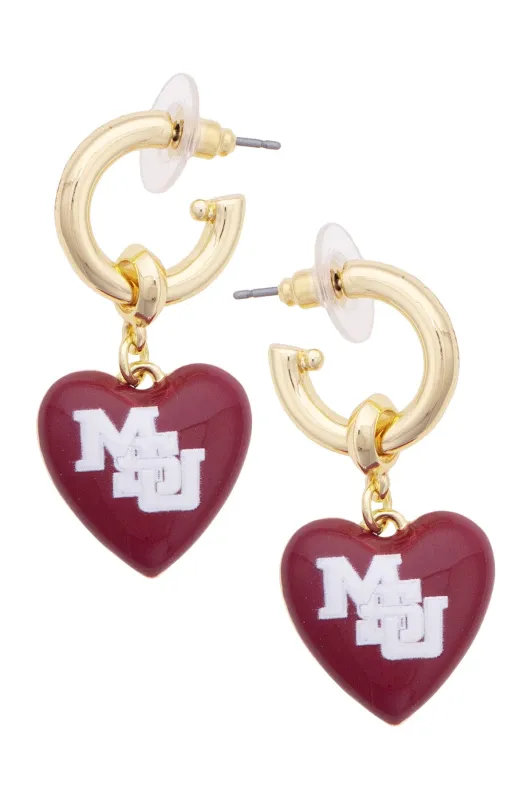 Mississippi State Bulldogs Heart Drop Earrings made by Canvas Style