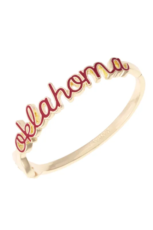 Oklahoma Sooners Cursive Enamel Hinge Bangle made by Canvas Style