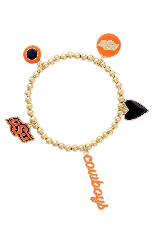 Oklahoma State Cowboys Enamel Icons Stretch Bracelet in Shiny Gold made by Canvas Style