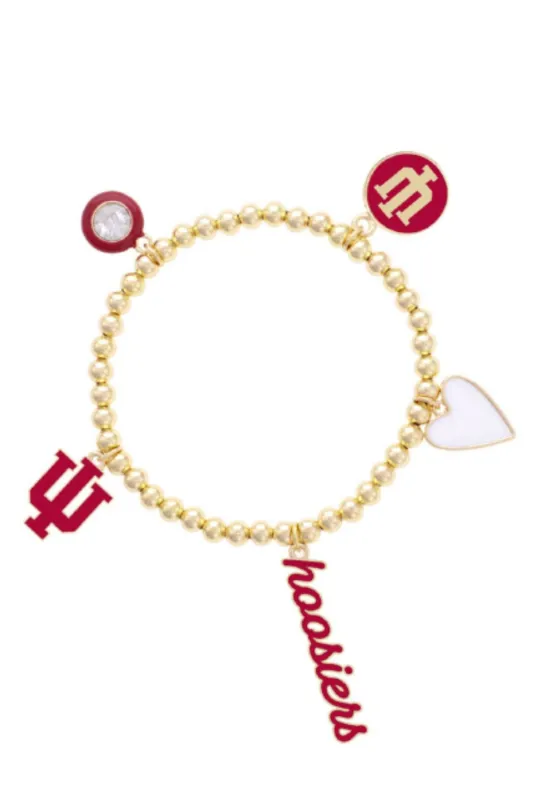 Indiana Hoosiers Enamel Icons Stretch Bracelet in Shiny Gold made by Canvas Style