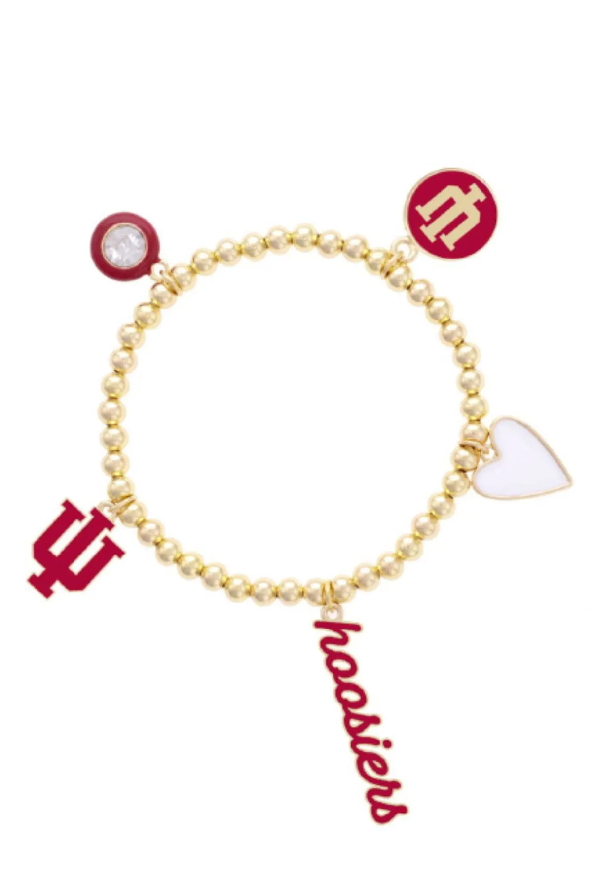 Indiana Hoosiers Enamel Icons Stretch Bracelet in Shiny Gold sold by Canvas Style