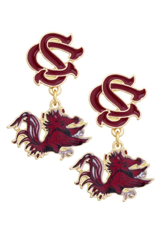 South Carolina Gamecocks Enamel Drop Earrings made by Canvas Style