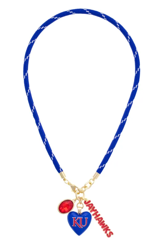 Kansas Jayhawks Logo Heart Paracord Necklace made by Canvas Style