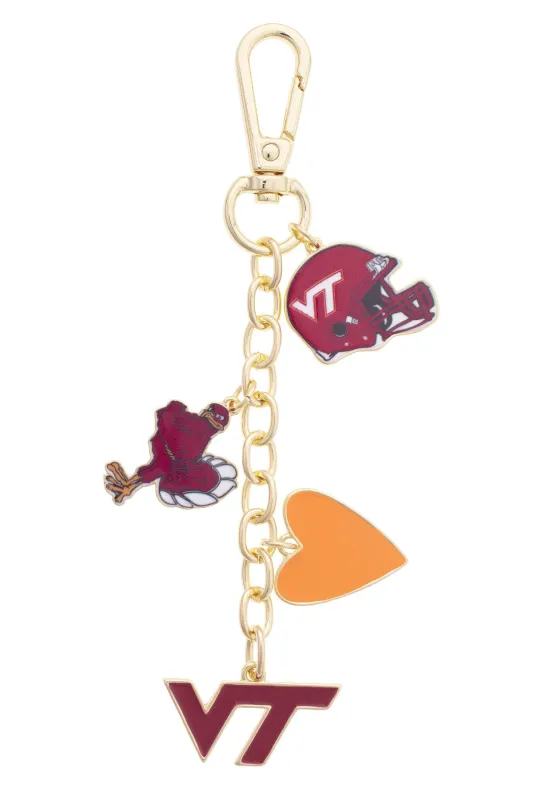 Virginia Tech Hokies Heart Cluster Bag Charm made by Canvas Style