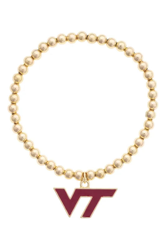 Virginia Tech Hokies Ball Bead Stretch Bracelet made by Canvas Style