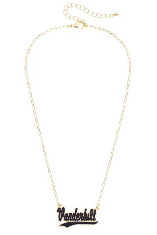 Vanderbilt Commodores Pave Outline Necklace made by Canvas Style