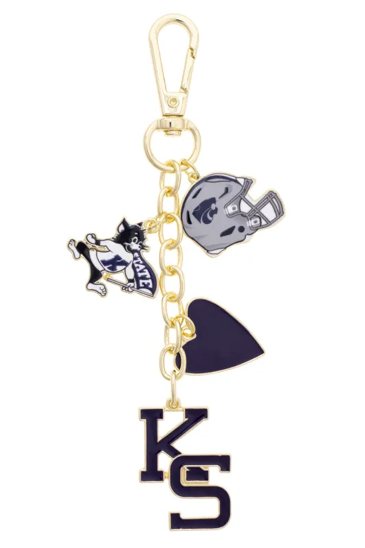 Kansas State Wildcats Heart Cluster Bag Charm made by Canvas Style