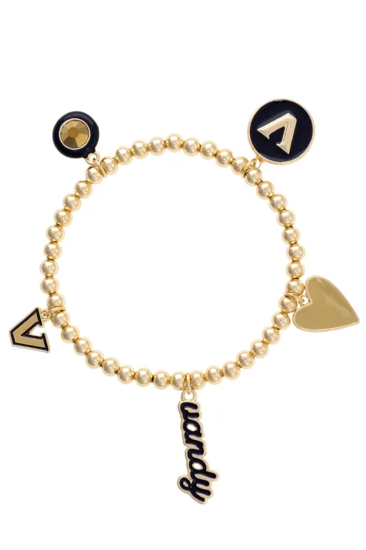 Vanderbilt Commodores Enamel Icons Stretch Bracelet in Shiny Gold made by Canvas Style