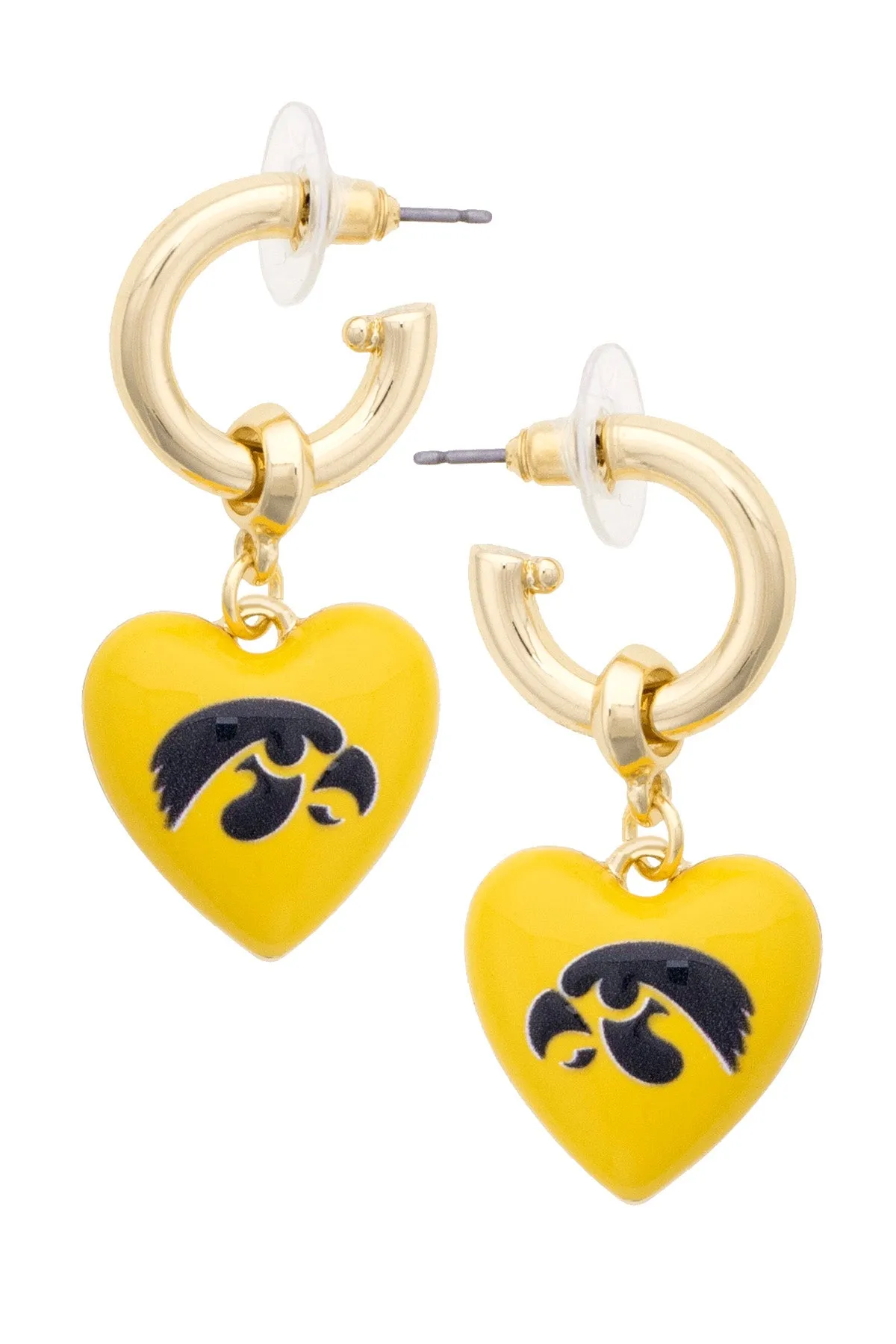 Iowa Hawkeyes Heart Drop Earrings sold by Canvas Style