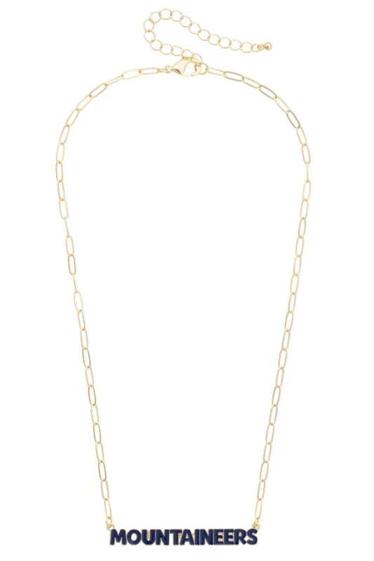 West Virginia Mountaineers Puffy Nameplate Necklace made by Canvas Style