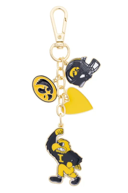 Iowa Hawkeyes Heart Cluster Bag Charm made by Canvas Style