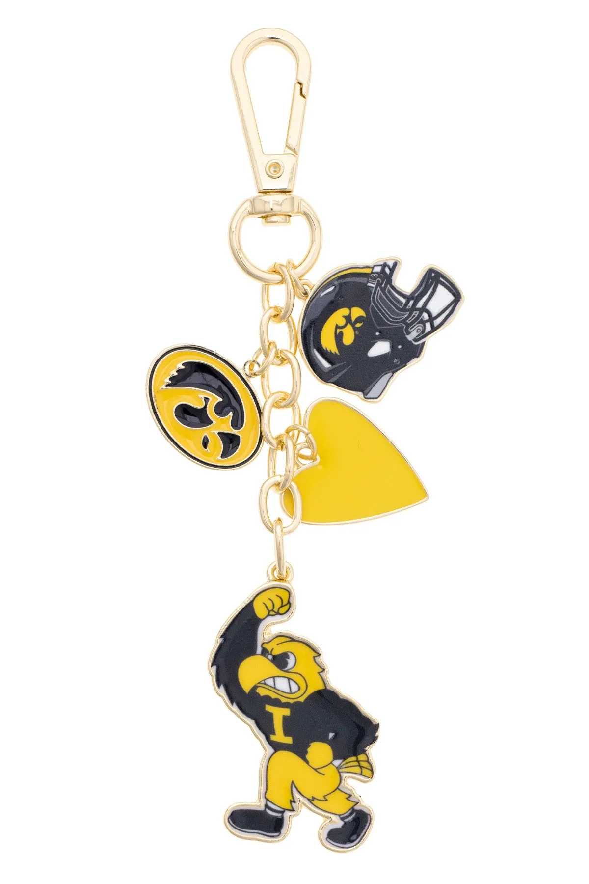Iowa Hawkeyes Heart Cluster Bag Charm sold by Canvas Style