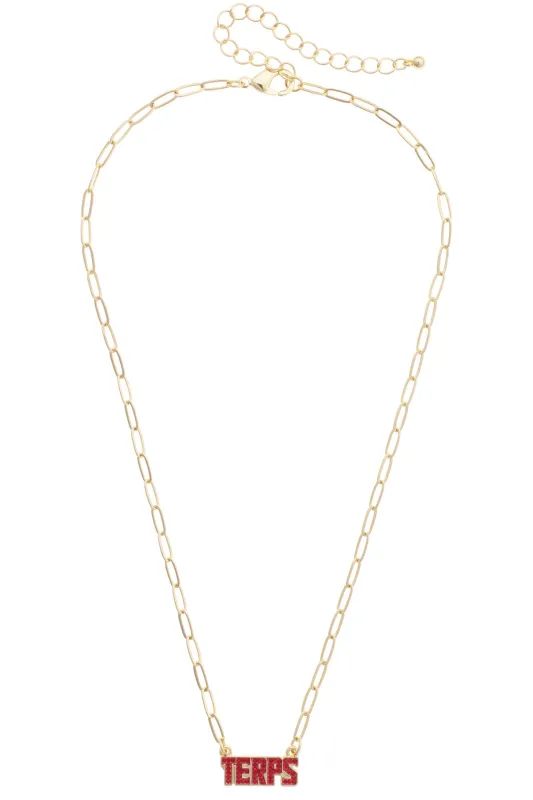 Maryland Terrapins Pave Outline Necklace made by Canvas Style